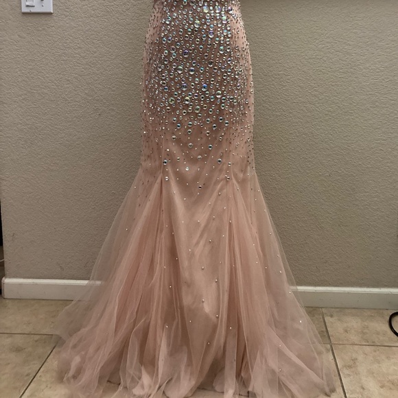 Pink Rhinestones Back Bow tie Mermaid Formal/Prom Dress - Picture 2 of 10